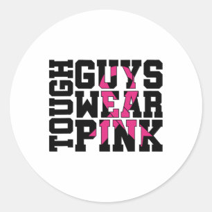 Stevige jongens Draag het bewustzijn van roze bors Ronde Sticker