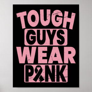 Stevige jongens Draag Roze Borstkanker Man B Poster