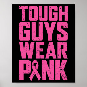 Stevige jongens Draag Roze Borstkanker Man B Poster
