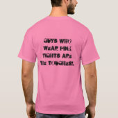 Stevige jongens draag roze. t-shirt (Achterkant)