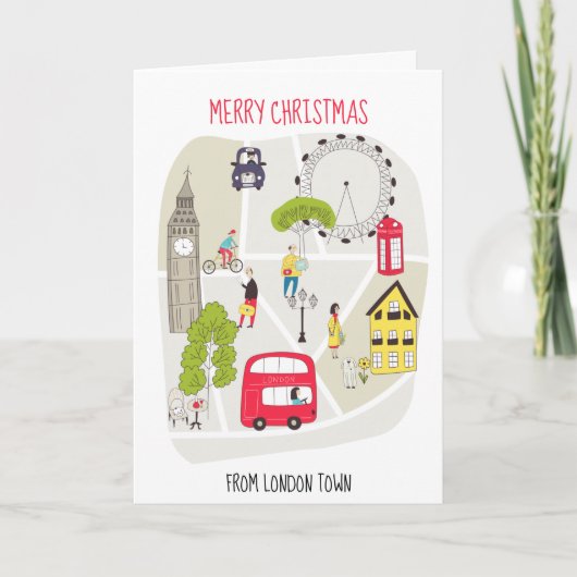 Stevige kerst uit Londen Feestdagen Kaart (Voorkant)