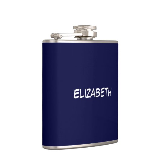 Stevige Kleur DIY BG, Naam Monogram - Navy Blue Heupfles (Rechts)