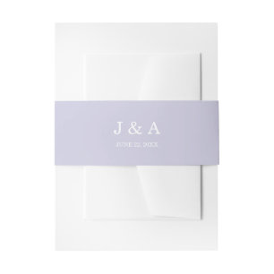 Stevige Lavendel Paarse Pastel Monogram Bruiloft Uitnodigingen Wikkel