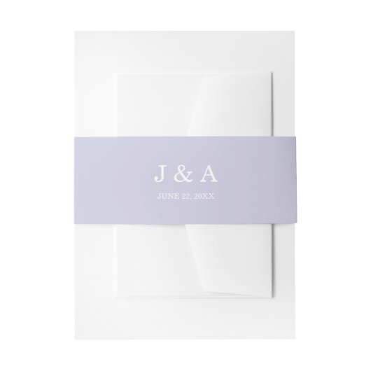 Stevige Lavendel Paarse Pastel Monogram Bruiloft Uitnodigingen Wikkel (Voorkant Voorbeeld)