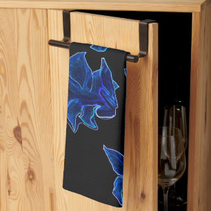 Stevige neonblauwe bloemen theedoek