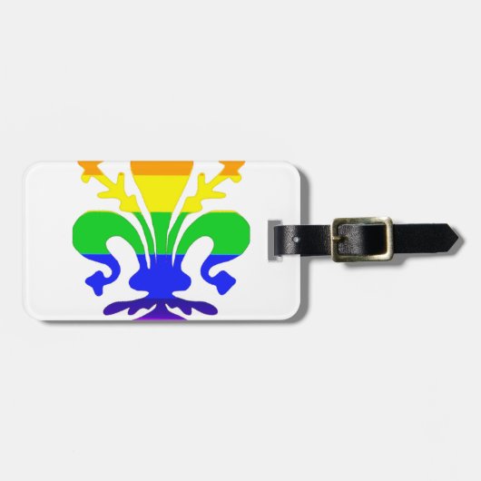 Stevige regenboog Fleur de Lis Bagagelabel (Voorkant horizontaal)