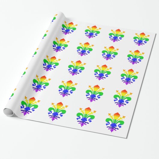 Stevige regenboog Fleur de Lis Cadeaupapier (Uitgerold)