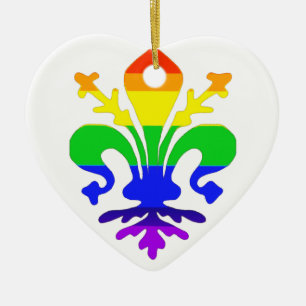 Stevige regenboog Fleur de Lis Keramisch Ornament