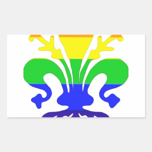 Stevige regenboog Fleur de Lis Rechthoekige Sticker (Voorkant)