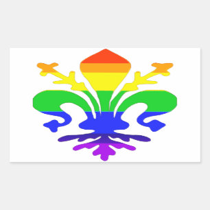 Stevige regenboog Fleur de Lis Rechthoekige Sticker