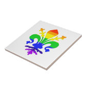 Stevige regenboog Fleur de Lis Tegeltje (Zijkant)