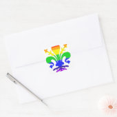 Stevige regenboog Fleur de Lis Vierkante Sticker (Envelop)