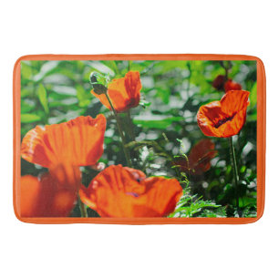 Stevige tuinrode Oranje papaverbloemen Badmat