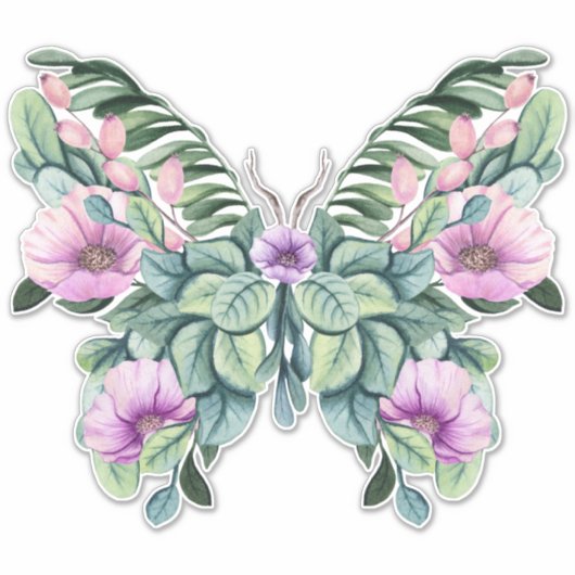 Stevige vlinder voor Floral Design Sticker (Voorkant)