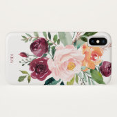 Stevige Waterverf Floral met Monogram Case-Mate iPhone Case (Achterkant (horizontaal))