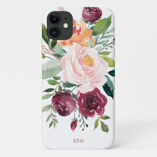 Stevige Waterverf Floral met Monogram iPhone 11 Hoesje