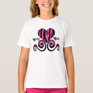 Stevige zwarte en warme roze, met een zebra gestre t-shirt
