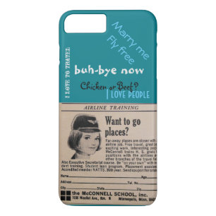 Stewardess Airline Flight Attendant turquo iPhone 8 Plus / 7 Plus Hoesje
