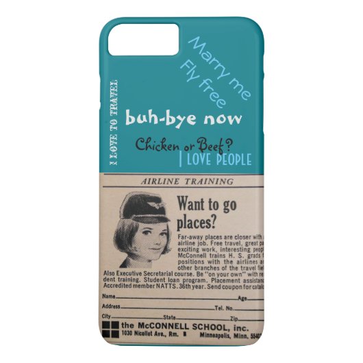  Stewardess Airline Flight Attendant turquo Case-Mate iPhone Case (Achterkant)