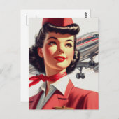  stewardess illustratie briefkaart (Voorkant / Achterkant)