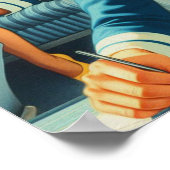  stewardess illustratie poster (Hoek)