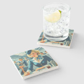 stewardess illustratie stenen onderzetter (Zijkant)