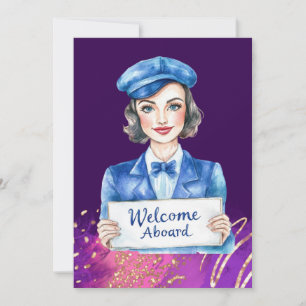 Stewardess verjaardagsfeestje kaart