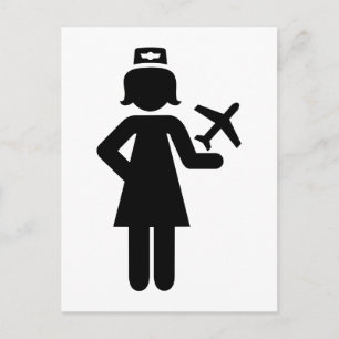 Stewardess-vliegtuig Briefkaart