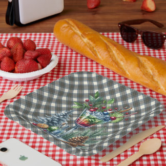 Stewart Blue Scottish Tartan Christmas Paper Plate Papieren Bordje