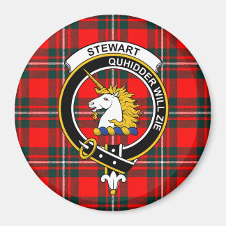 Stewart Clan Badge en Tartan Magneet