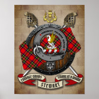 Stewart Clan Badge met gekruiste zwaarden geperson
