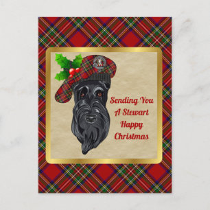Stewart Clan Badge & Tartan Kerstmis Briefkaart