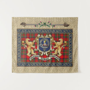 Stewart Clan Badge & Tartan met luonen Wandkleed