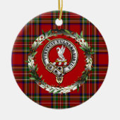 Stewart Clan Badge & Tartan Personalized Xmas Keramisch Ornament (Voorkant)