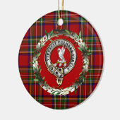 Stewart Clan Badge & Tartan Personalized Xmas Keramisch Ornament (Links)