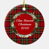 Stewart Clan Badge & Tartan Personalized Xmas Keramisch Ornament (Achterkant)