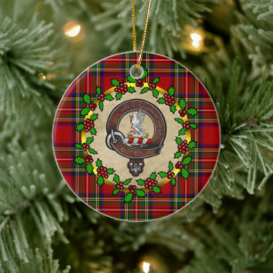 Stewart Clan Badge & Tartan Persoonlijke mas Keramisch Ornament