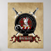 Stewart Clan Badge & Tartan Poster 8.5x11 (Devant)