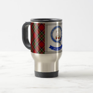 Stewart Clan Badge & Tartan Uitgebreid Reisbeker
