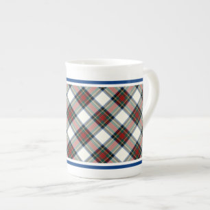 Stewart Clan Dress Tartan Blue en White Pset Porselein Kop