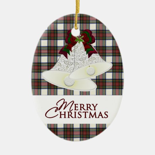 Stewart Dress Clan Tartan en Motto Keramisch Ornament (Voorkant)