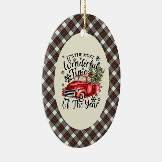 Stewart Dress Tartan Most Wonderful Time Christma Keramisch Ornament (Rechts)