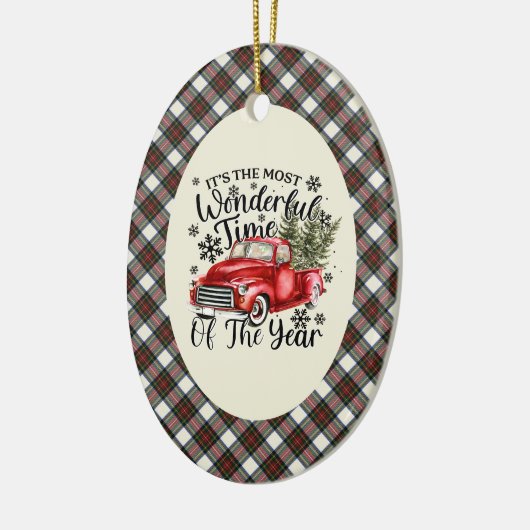 Stewart Dress Tartan Most Wonderful Time Christma Keramisch Ornament (Links)