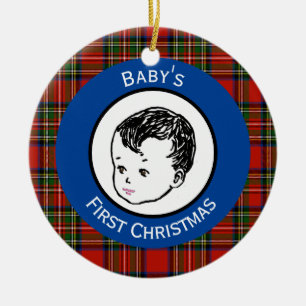 Stewart Pset Black Hair Baby's eerste Kerstmis Keramisch Ornament