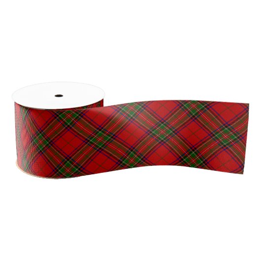 Stewart/Stuart tartan roodgroene pleister Grosgrain Lint (Spoel)