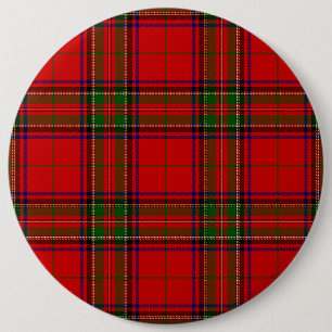 Stewart/Stuart tartan roodgroene pleister Ronde Button 6,0 Cm