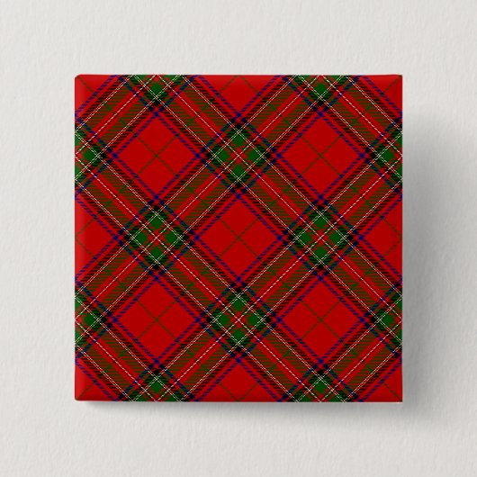 Stewart/Stuart tartan roodgroene pleister Vierkante Button 5,1 Cm (Voorkant)