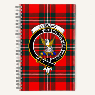 Stewart Tartan en Clan Badge Spiraal Notebook Notitieboek