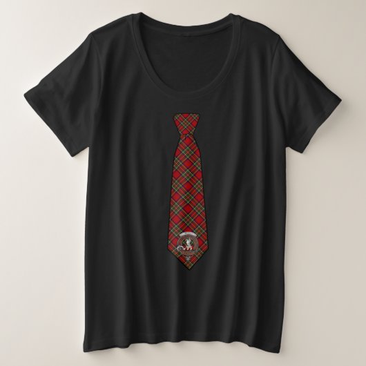 Stewart Tartan Necktie T-Shirt Femmes Plus (Design devant)