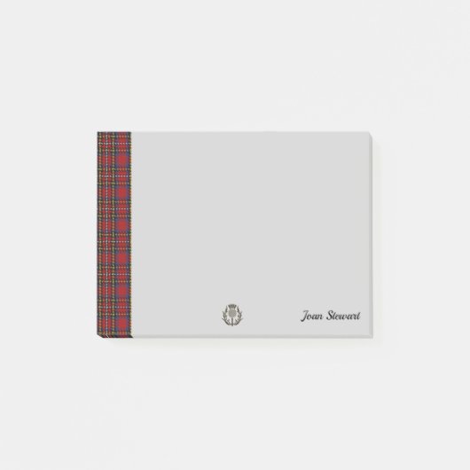 Stewart Tartan & Scottish Thistle Personalized Post-it® Notes (Voorkant)